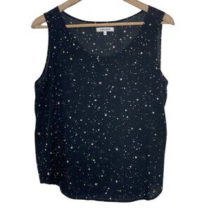 GLOBAL WORK | Women's Black & White Star Print Sleeveless Tank Top | Size L